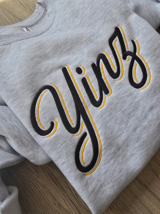 Yinz Embroidered Crewneck | Pittsburgh Gift | Game Day Style | Custom Team Colors