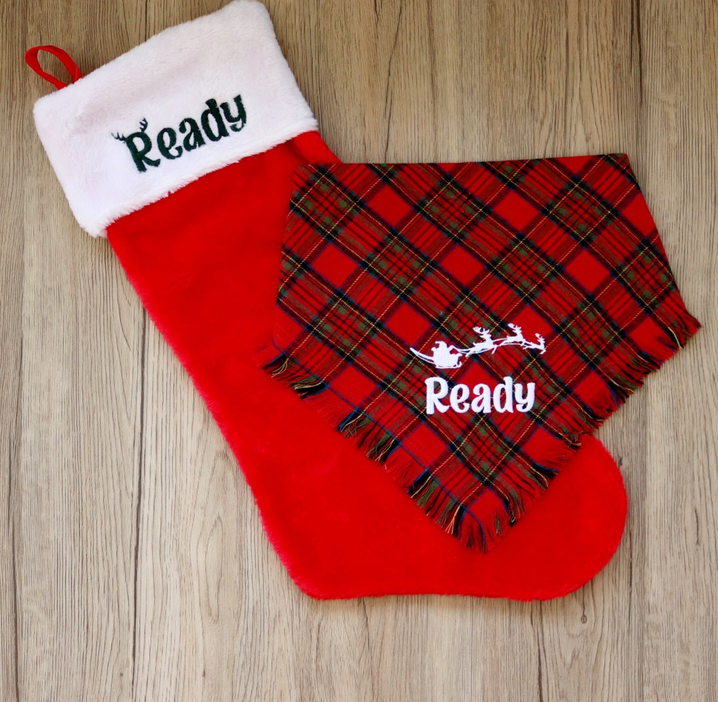 Personalized Holiday Plaid Pet Bandana