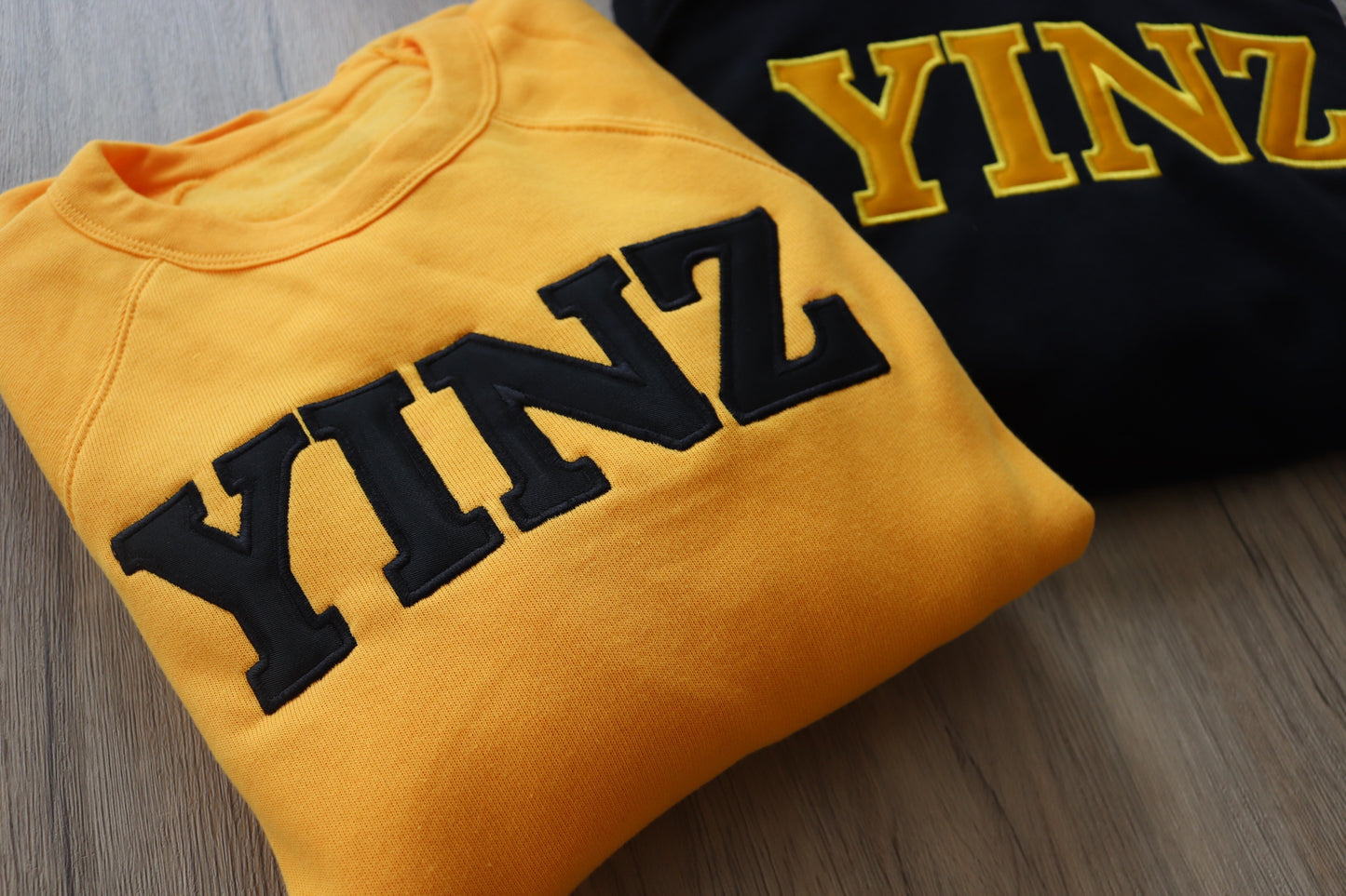 YINZ Appliqué Crewneck – Classic Pittsburgh Sweatshirt | Black & Gold Game Day Pullover