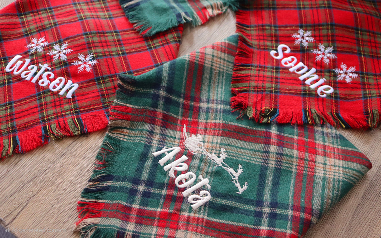 Personalized Holiday Plaid Pet Bandana