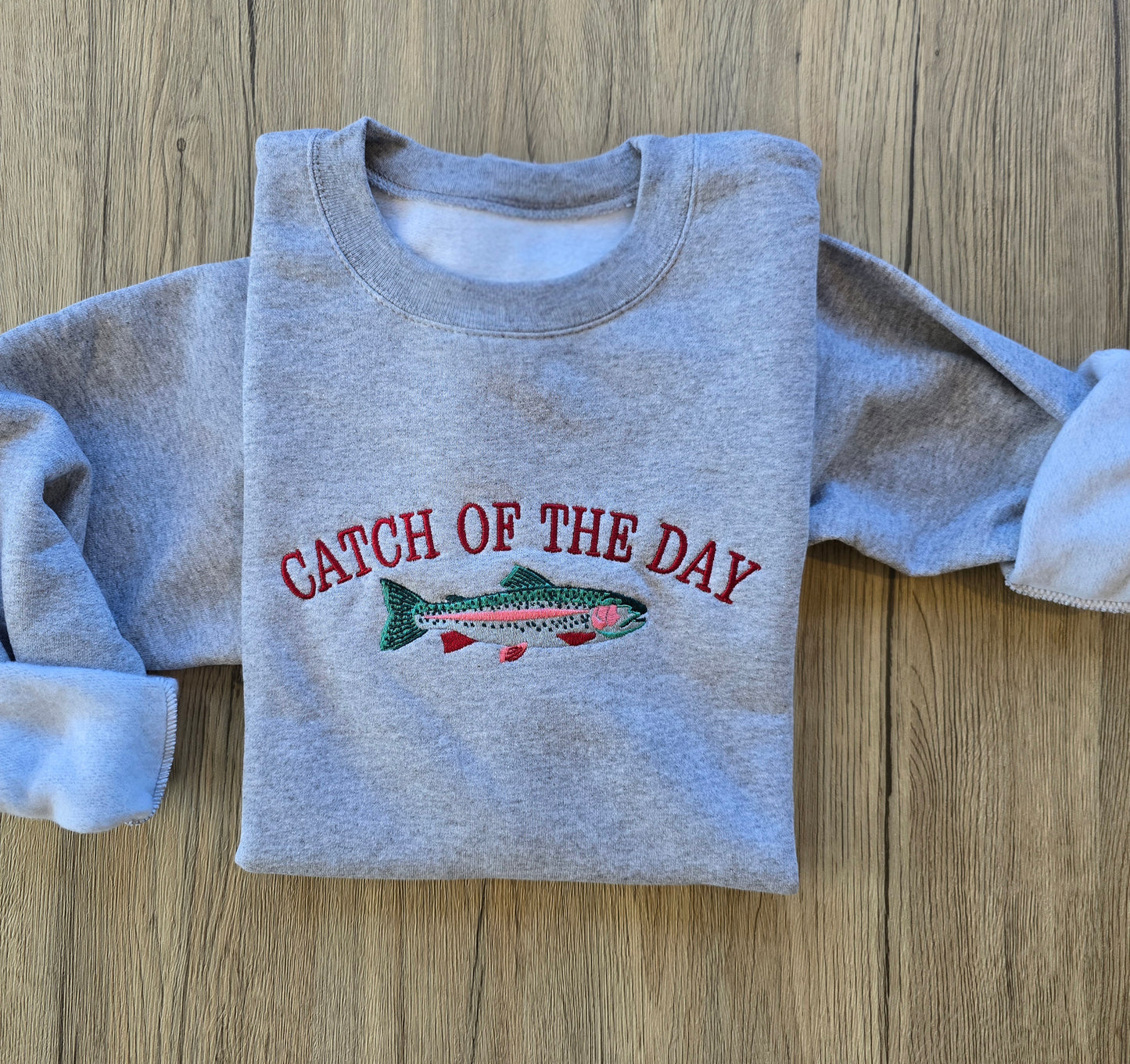 Catch of the Day Embroidered Crewneck Sweatshirt