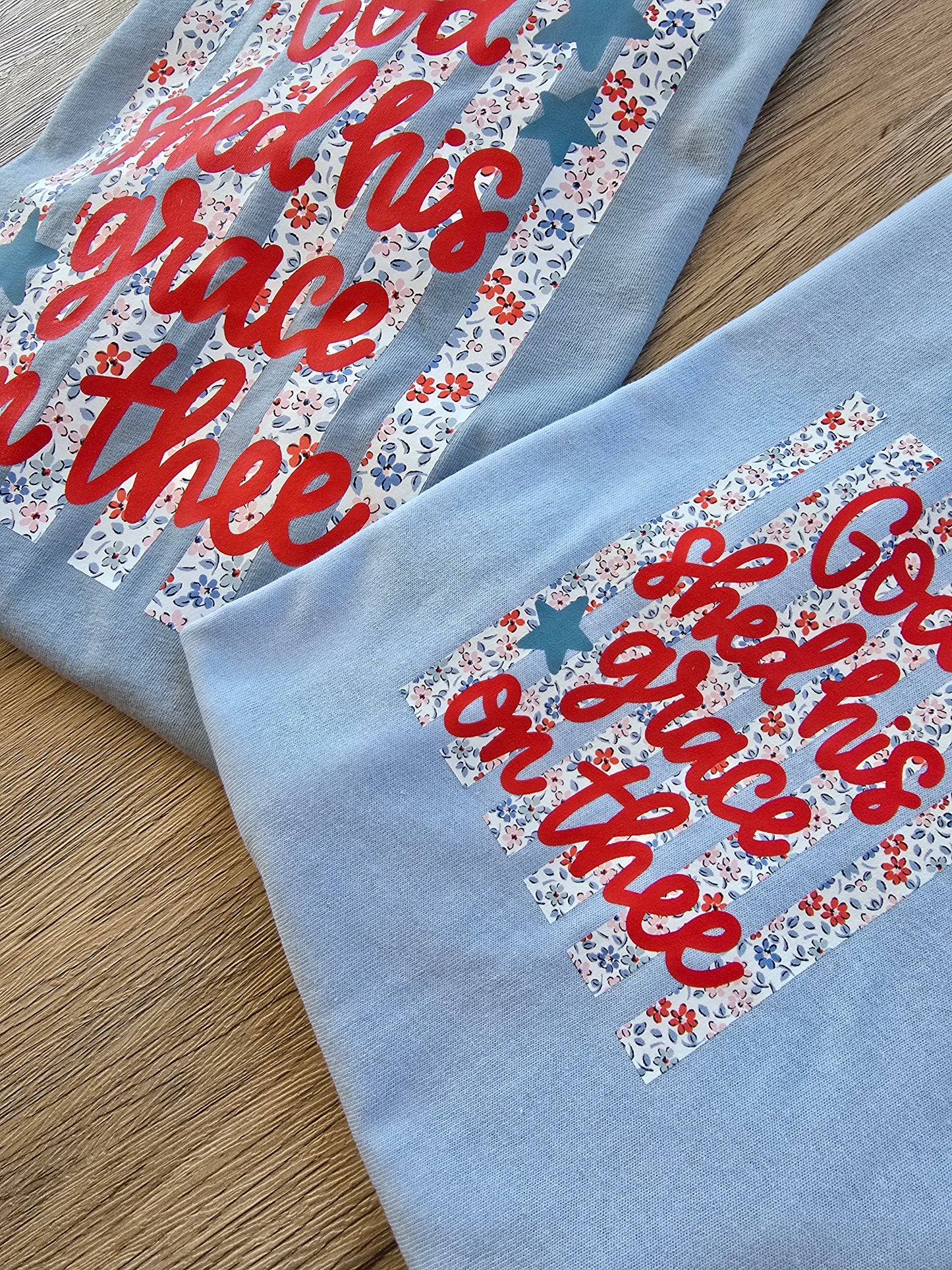 God Shed His Grace On Thee Floral Flag Toddler Tee