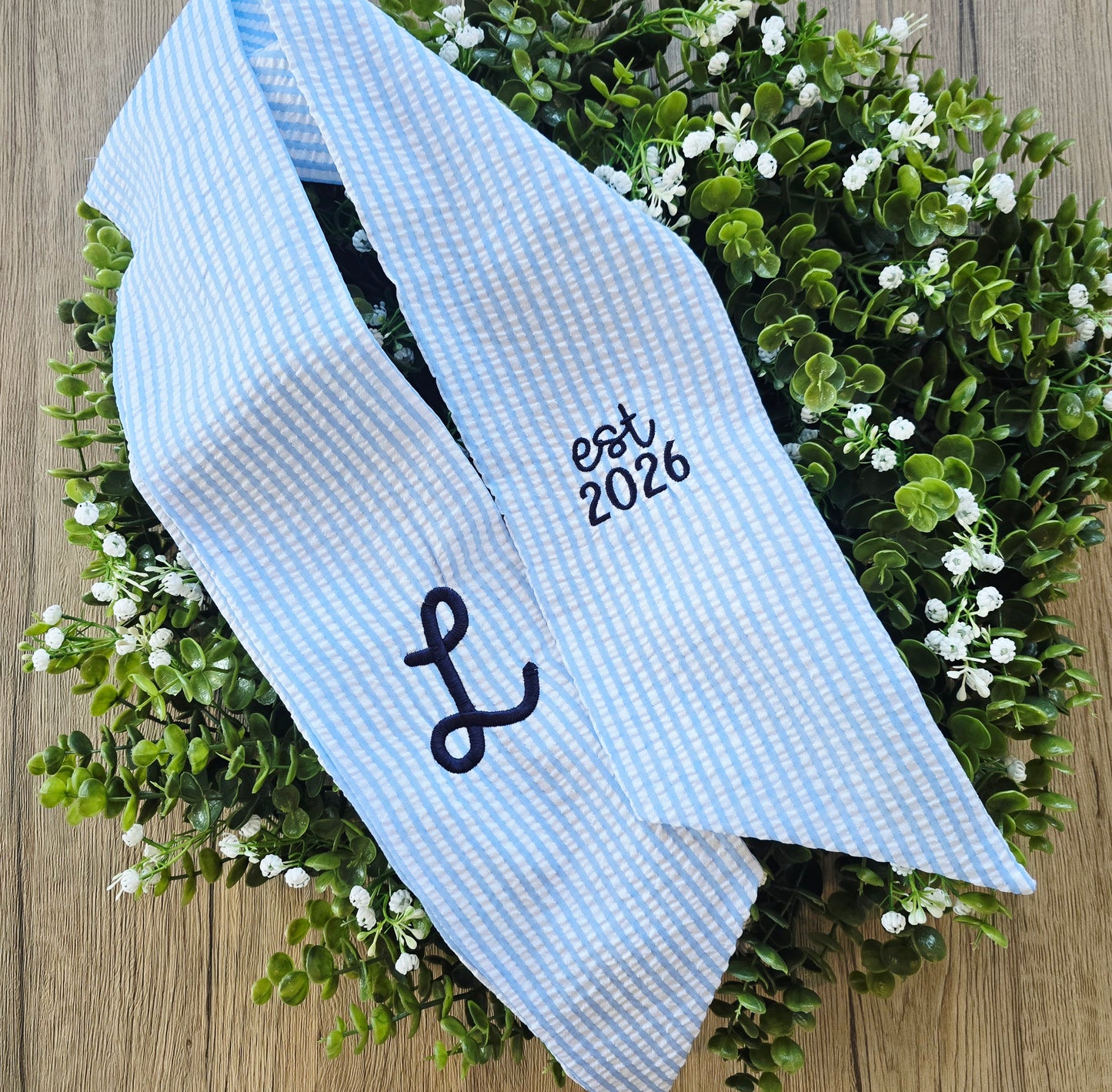 Monogrammed Wreath Sash | Custom Home Gifts