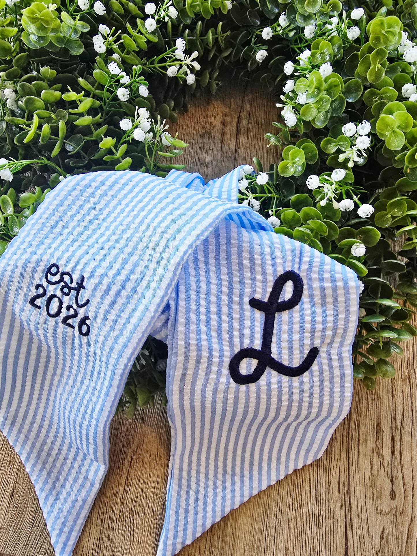 Monogrammed Wreath Sash | Custom Home Gifts