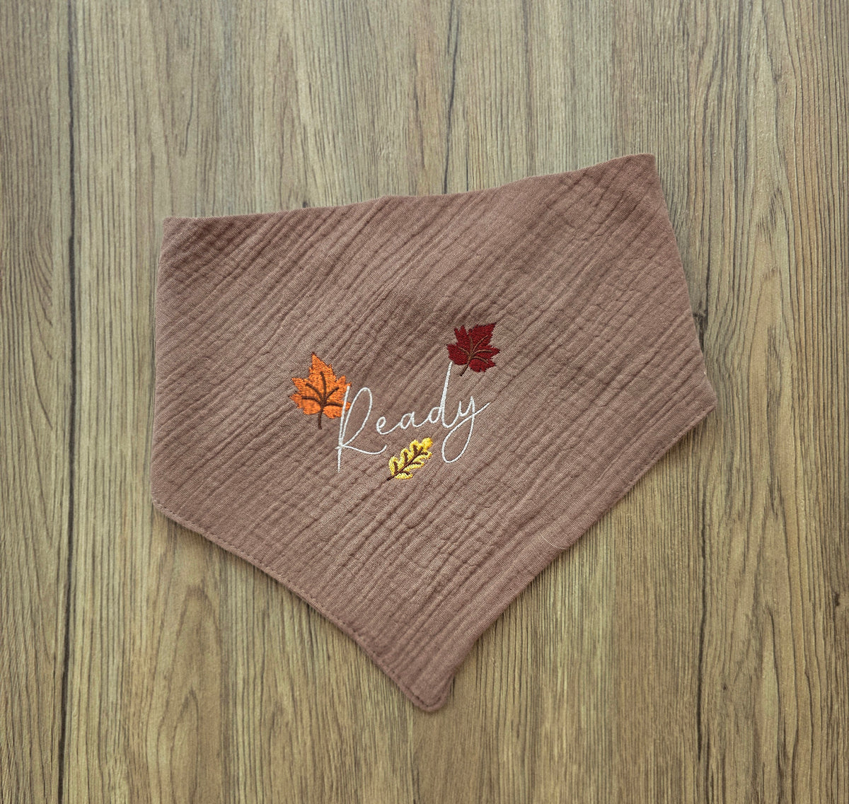 Personalized Embroidered Dog Bandana, Fall Pumpkin, Leaf, Football - Adjustable Cotton Snap Bandana