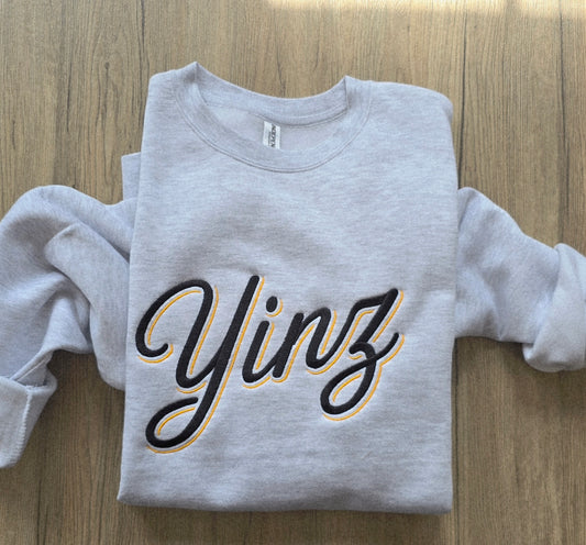 Yinz Embroidered Crewneck | Pittsburgh Gift | Game Day Style | Custom Team Colors