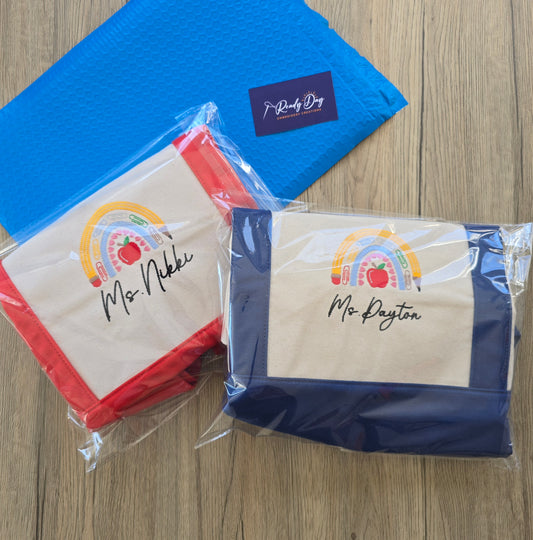 Personalized Embroidered Teacher Tote Bag | Custom Teacher Gift