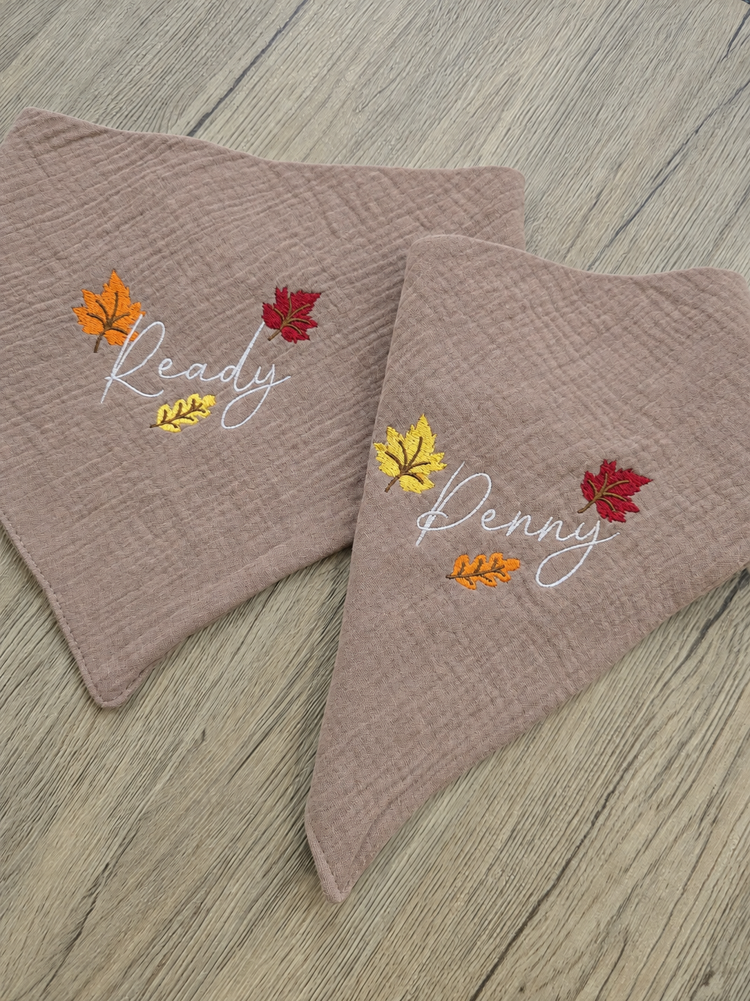 Personalized Embroidered Dog Bandana, Fall Pumpkin, Leaf, Football - Adjustable Cotton Snap Bandana