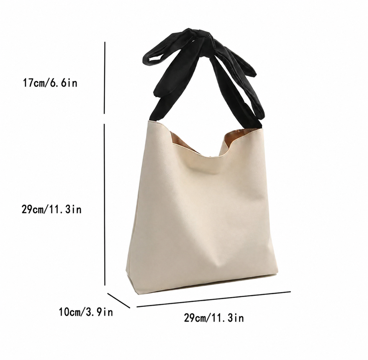 Personalized Canvas Tote Bag, Black Bow Tie Handles, Custom Name Monogram Bag