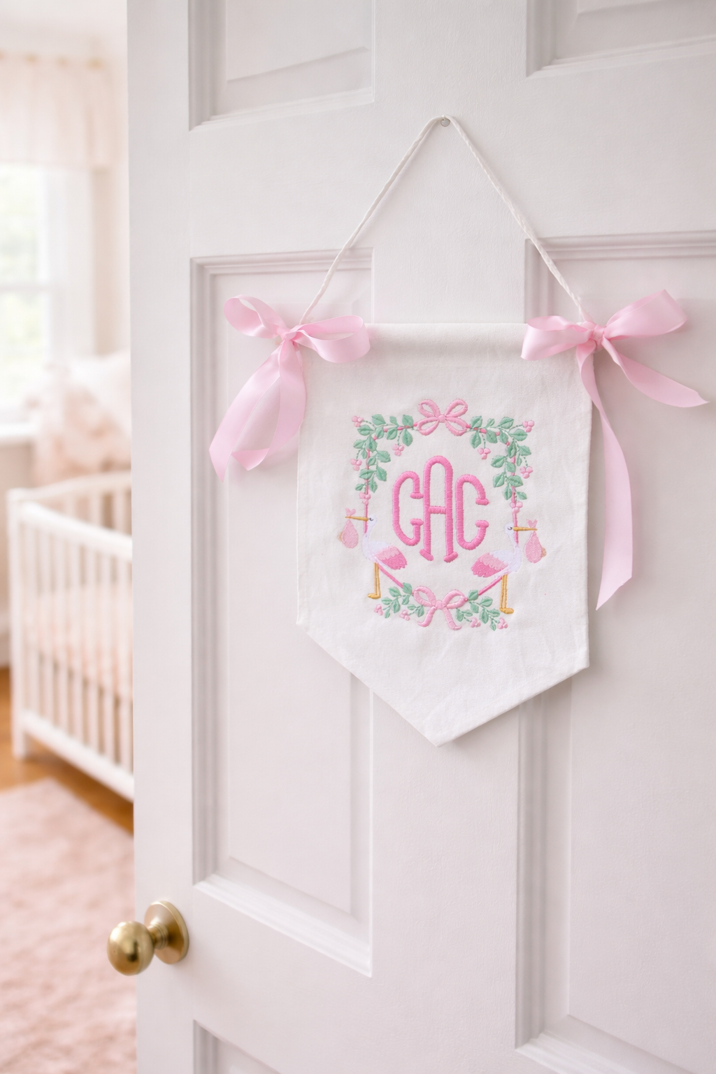 Personalized Baby Monogram Banner, Nursery Decor, Announcement Sign, Hospital Door Hanger
