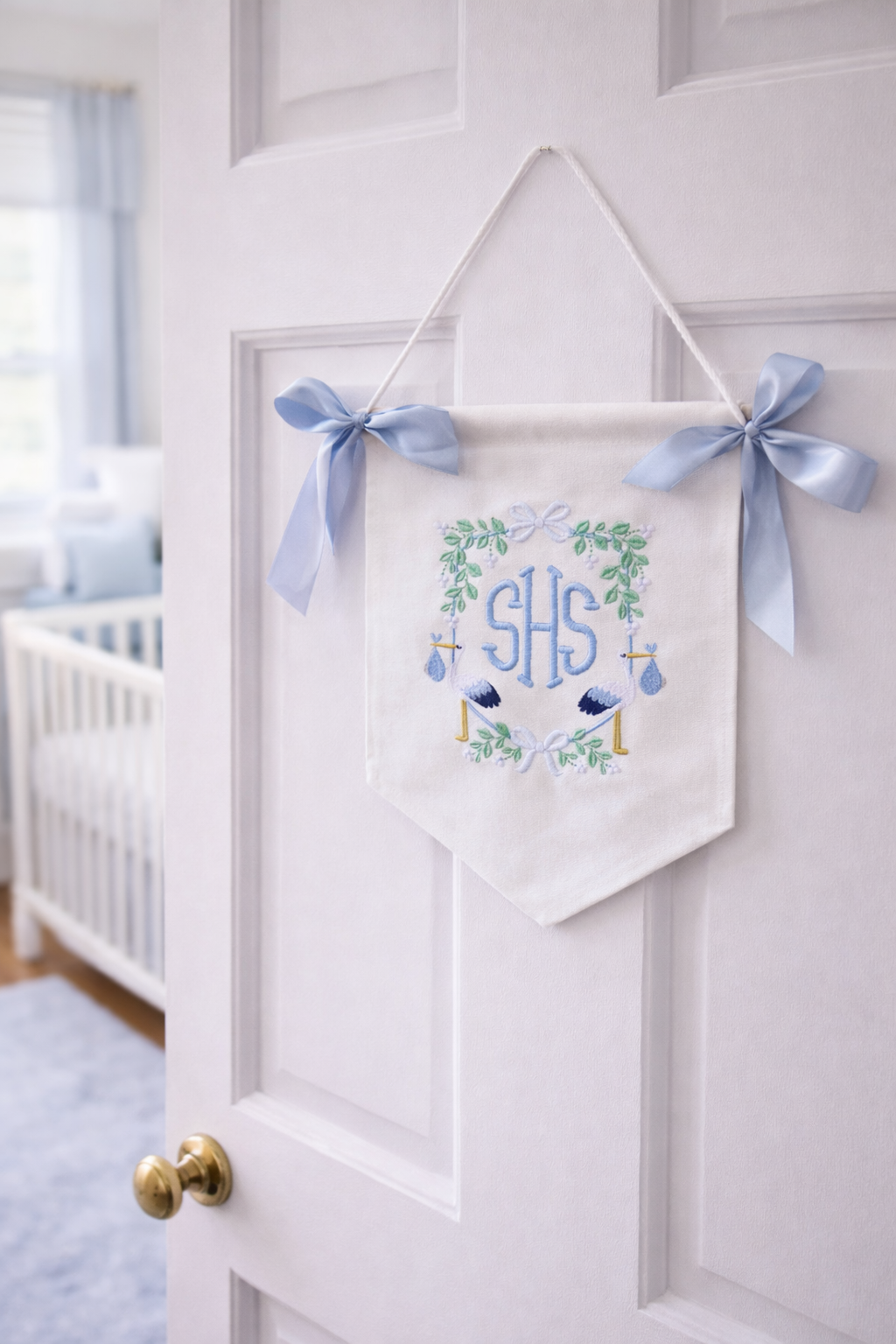 Personalized Baby Monogram Banner, Nursery Decor, Announcement Sign, Hospital Door Hanger