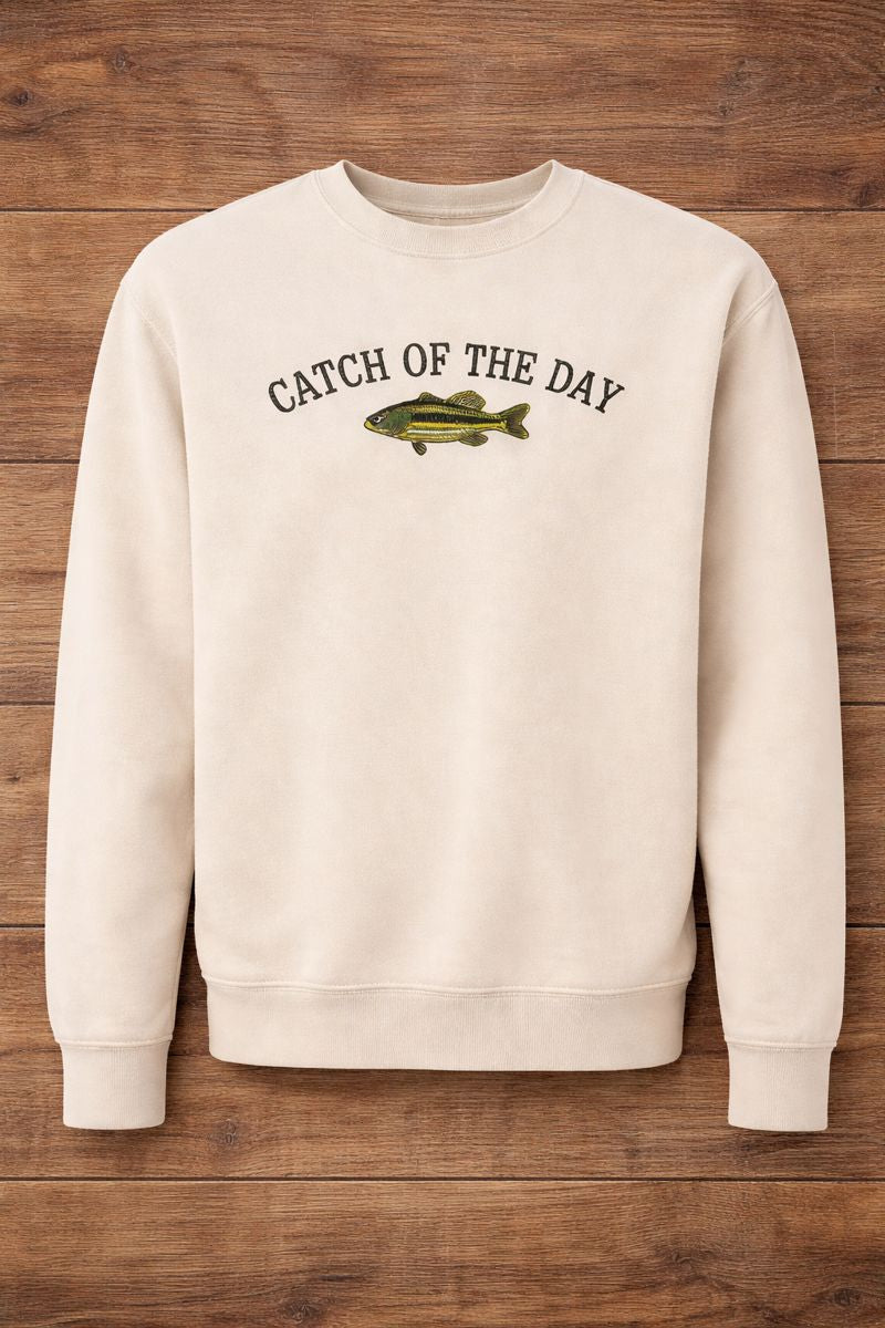 Catch of the Day Embroidered Crewneck Sweatshirt