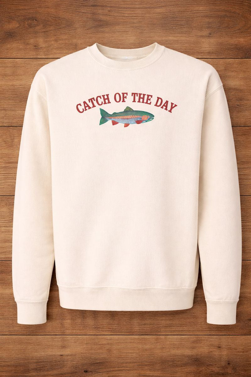 Catch of the Day Embroidered Crewneck Sweatshirt