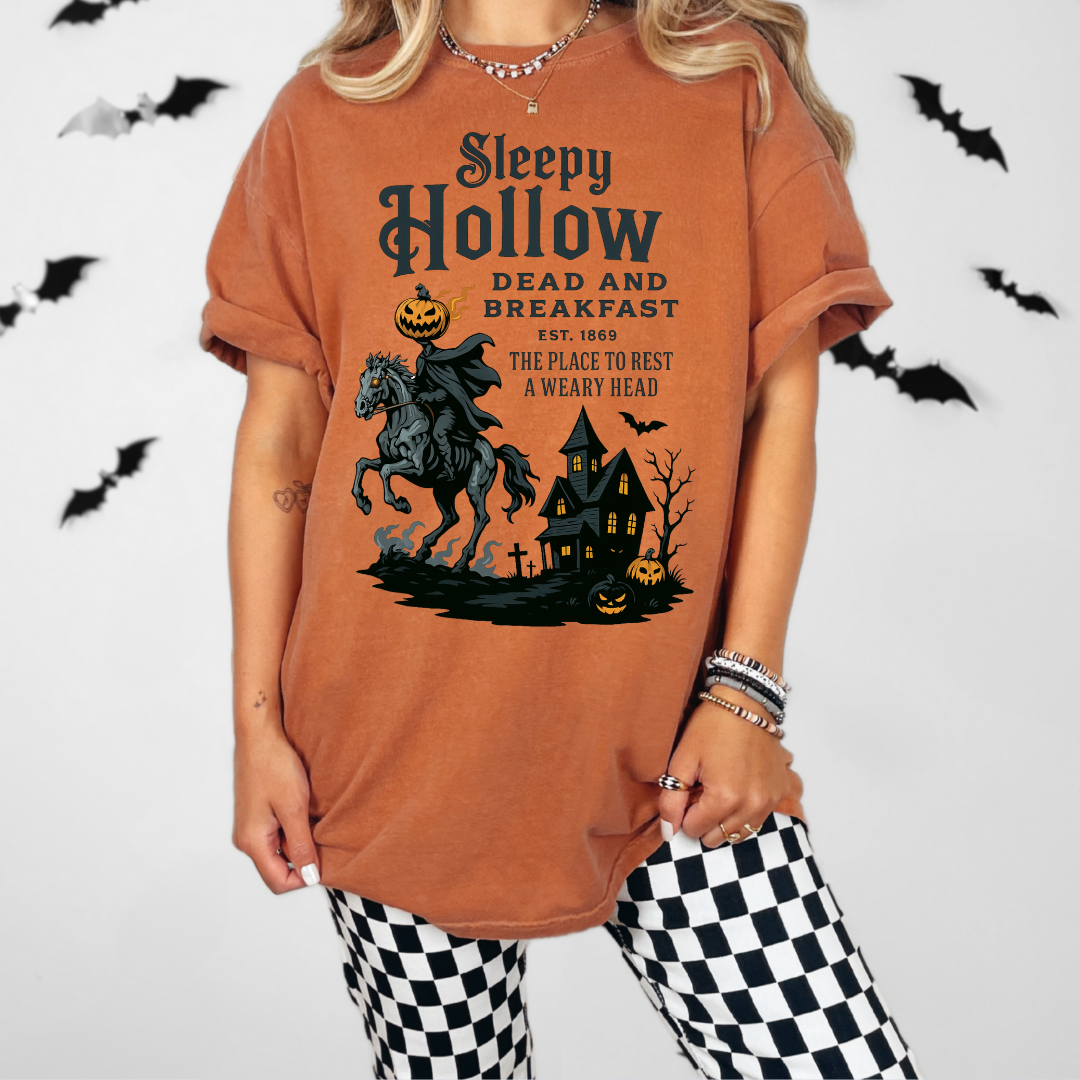 Sleepy Hallow Dead and Breakfast Halloween Tee | Comfort Colors T Shirt