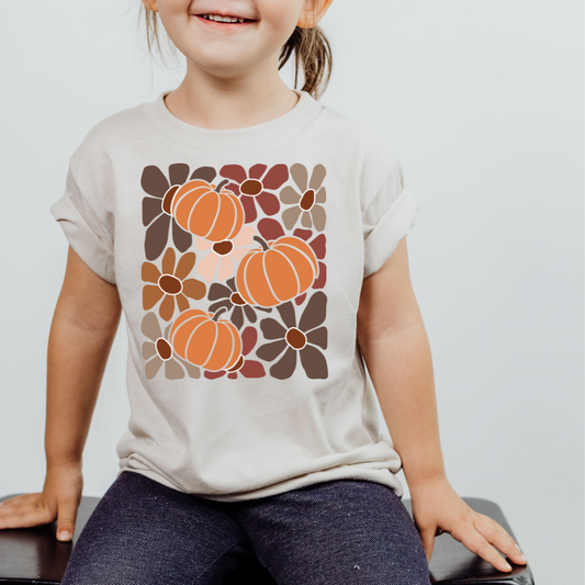 🎃 Pumpkin Patch Bloom Toddler Tee | Fall Floral Pumpkin Shirt 🌼🧡
