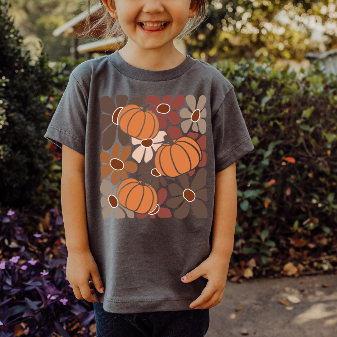 🎃 Pumpkin Patch Bloom Toddler Tee | Fall Floral Pumpkin Shirt 🌼🧡
