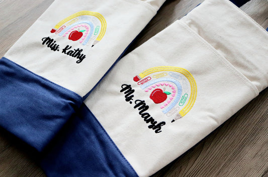 Personalized Embroidered Teacher Tote Bag | Custom Teacher Gift