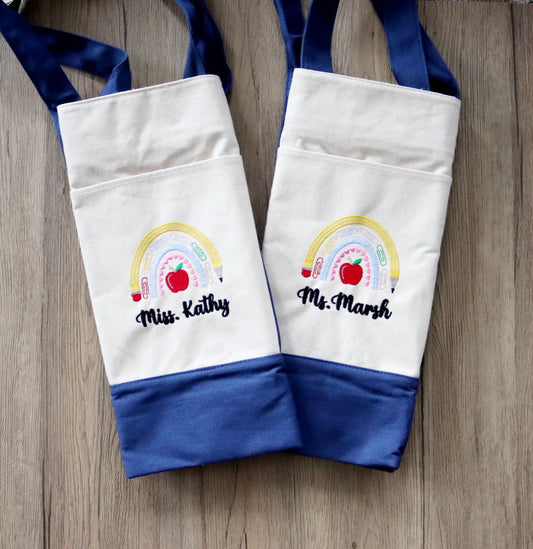 Personalized Embroidered Teacher Tote Bag | Custom Teacher Gift