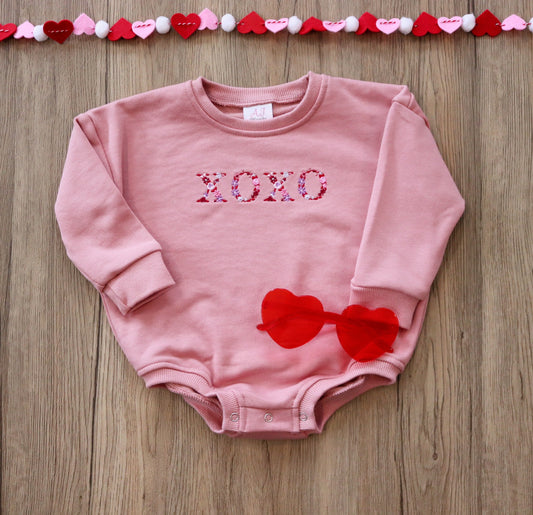 XOXO Embroidered Baby Romper