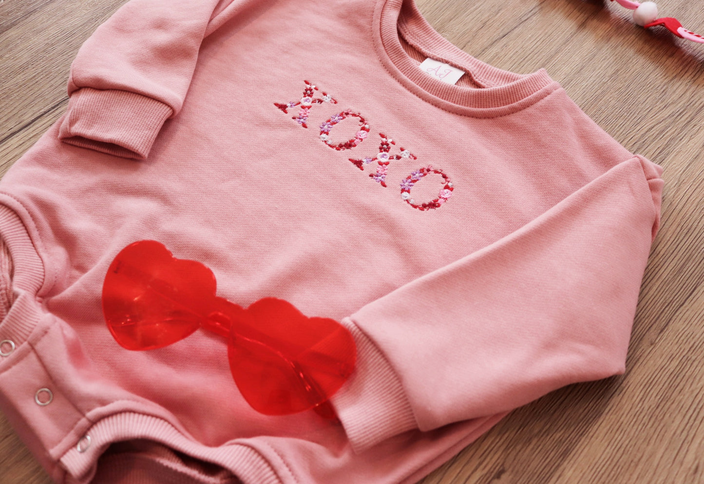 XOXO Embroidered Baby Romper