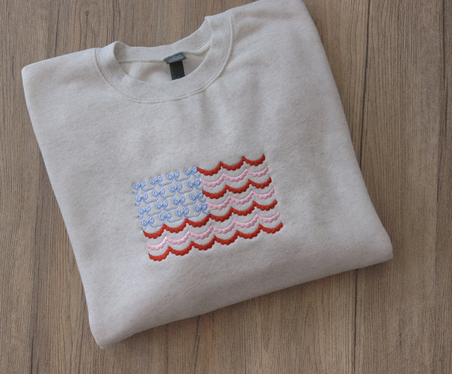 Patriotic Bow Flag Embroidered Apparel