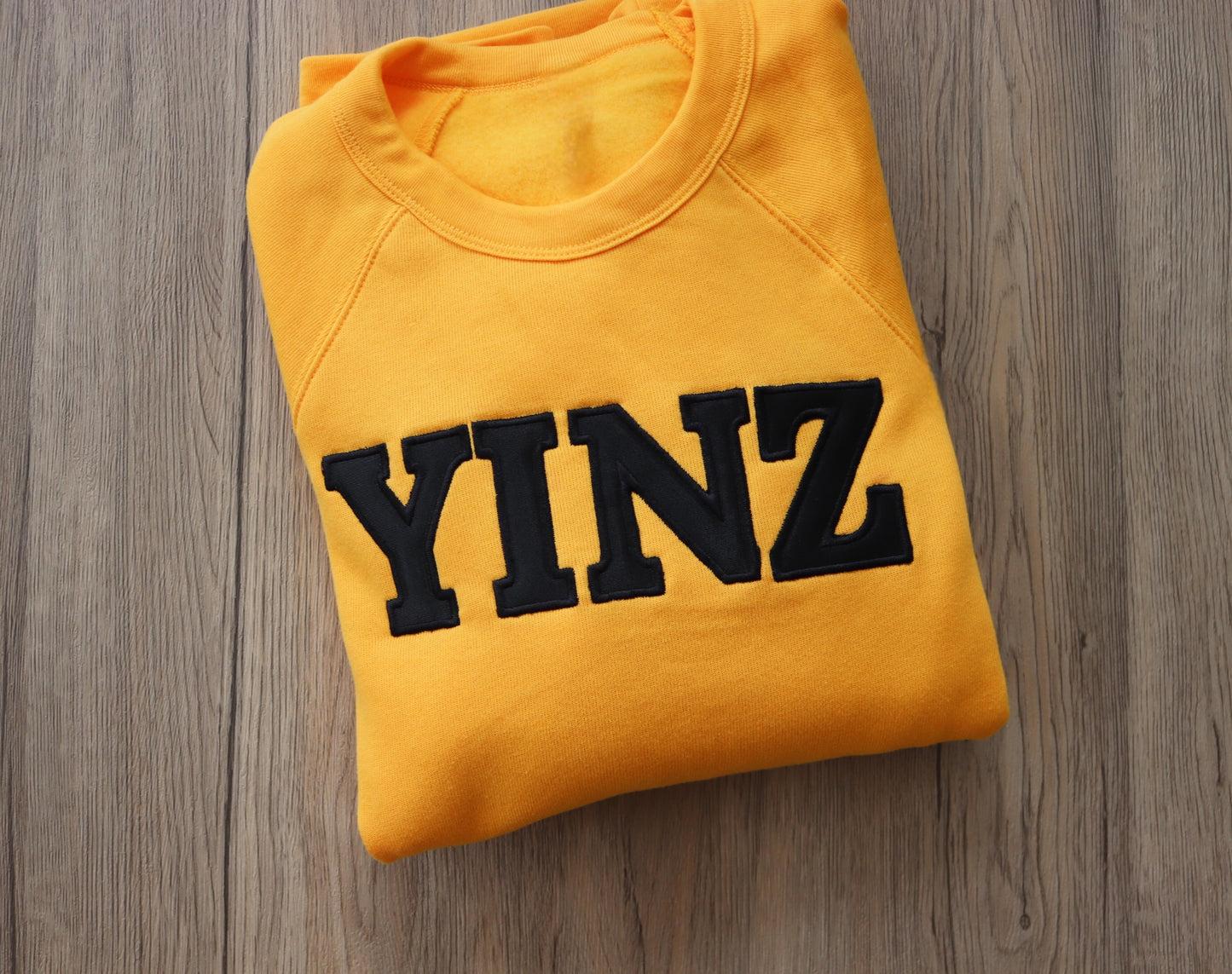 YINZ Appliqué Crewneck – Classic Pittsburgh Sweatshirt | Black & Gold Game Day Pullover