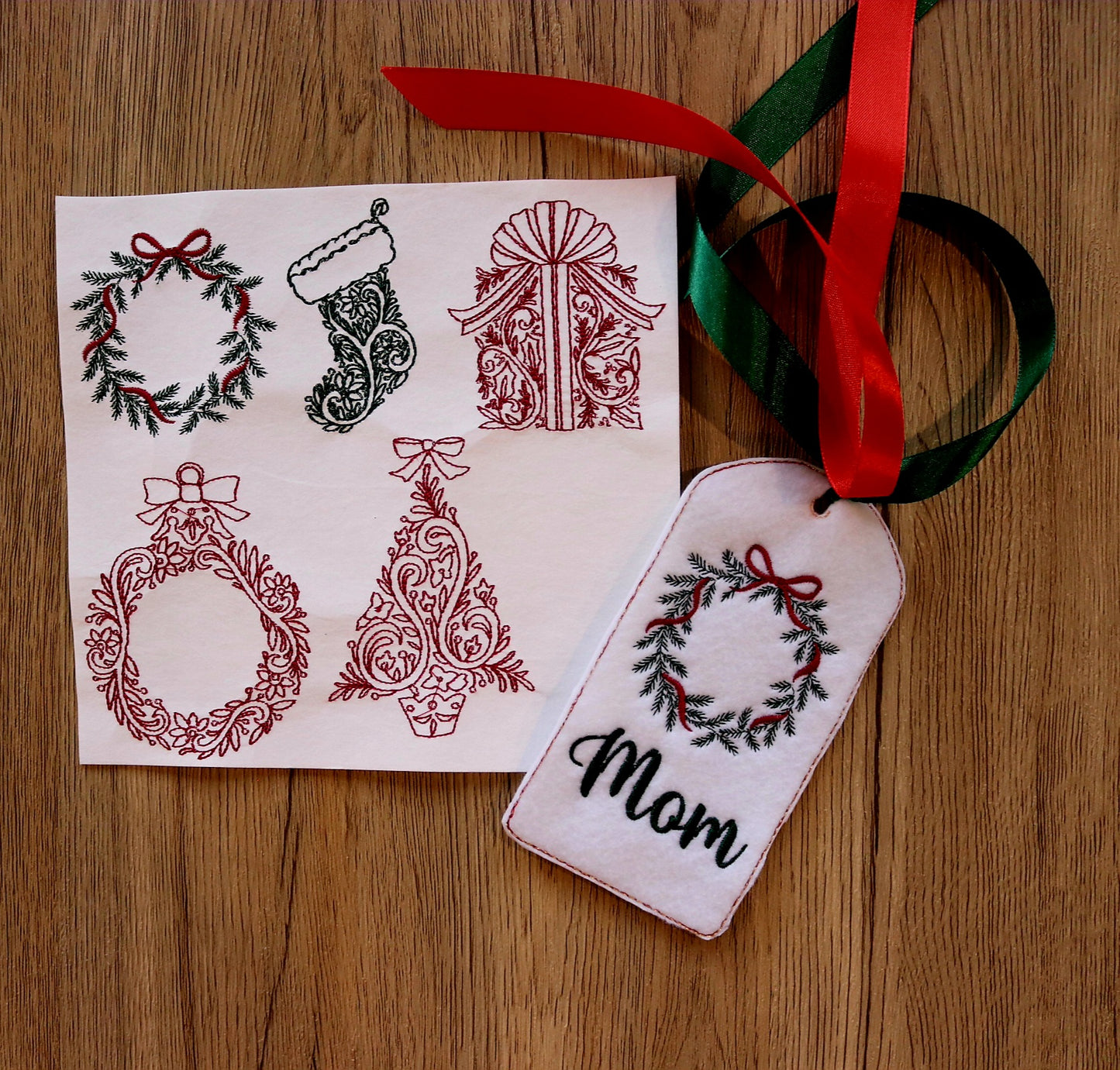 Custom Christmas Gift Tag | Embroidered Felt Name Tag | Personalized Holiday Ribbon Tag Ornament