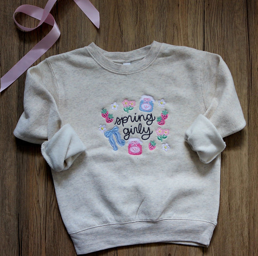 Spring Girly Embroidered Sweatshirt