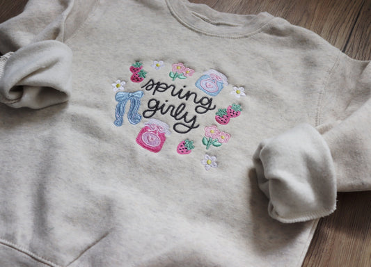 Spring Girly Embroidered Sweatshirt