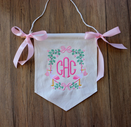 Personalized Baby Monogram Banner, Nursery Decor, Announcement Sign, Hospital Door Hanger