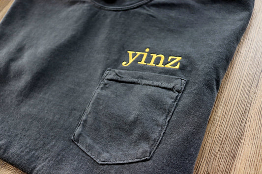 YINZ Embroidered Pocket Tee, Pittsburgh Comfort Colors Shirt, Minimalist Unisex Fit