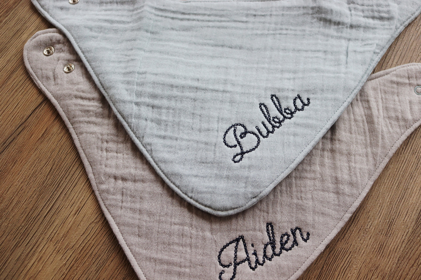 Custom Embroidered Baby Muslin Bandana Bib Pack of Three