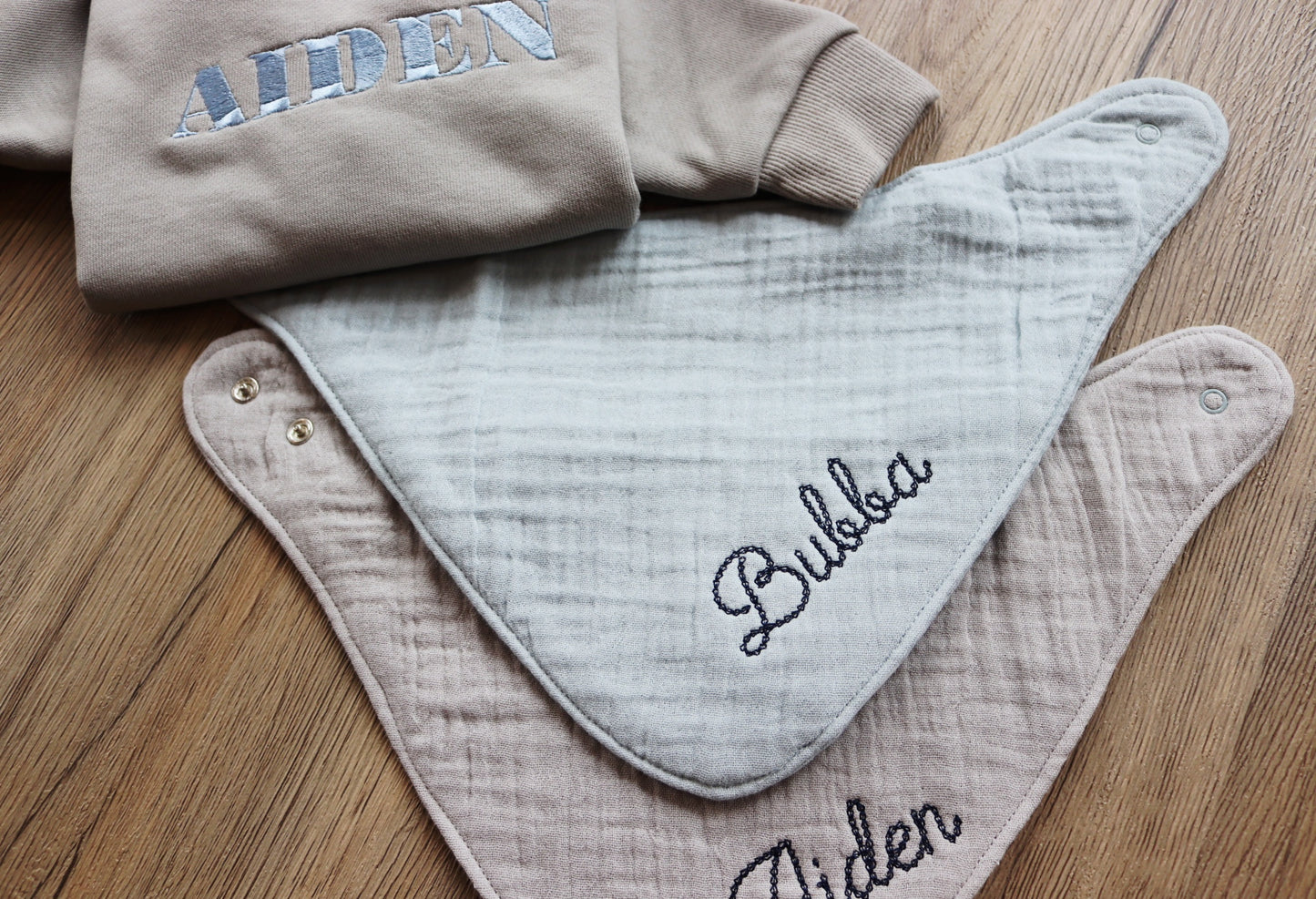 Custom Embroidered Baby Muslin Bandana Bib Pack of Three