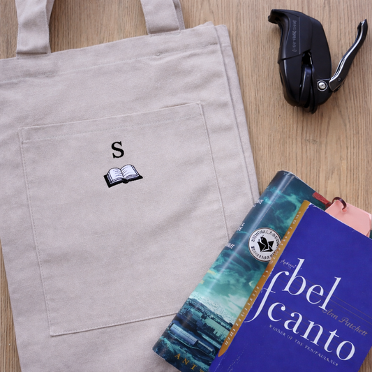 Personalized Initial Book Lover Tote