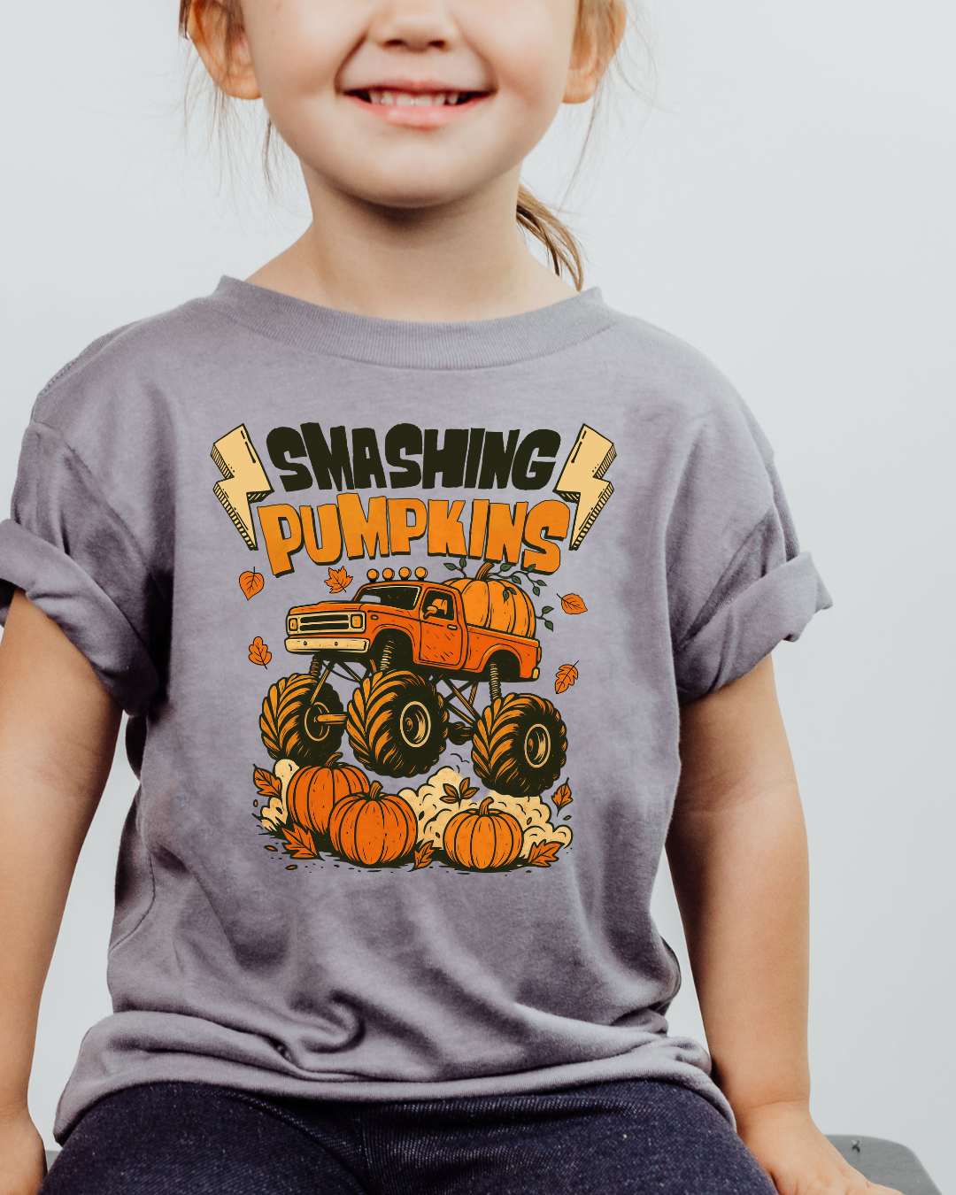 🎃 Smashing Pumpkins Monster Truck Tee – Kids Fall Graphic T-Shirt