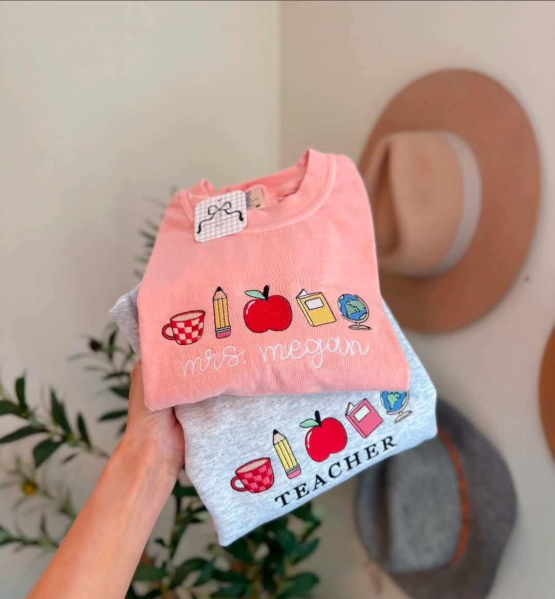 Personalized Embroidered Teacher Shirt | Custom Teacher Name Apparel